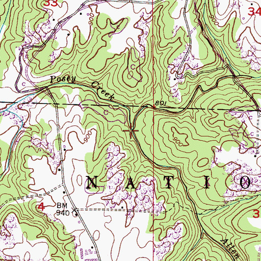 Topographic Map of Allen Mill Creek, AL