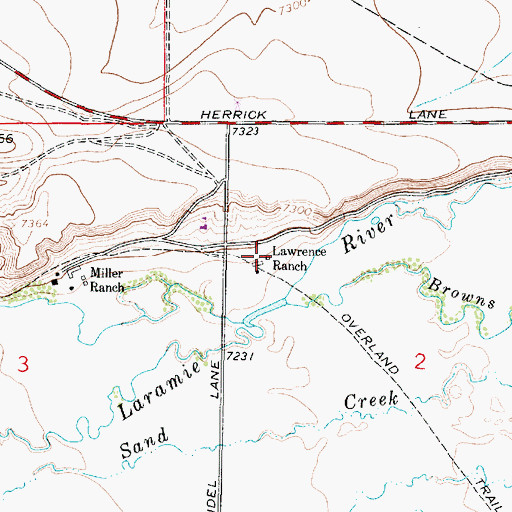 Topographic Map of Lawrence Ranch, WY