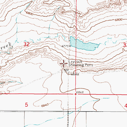 Topographic Map of Laycock Shearing Pens, WY