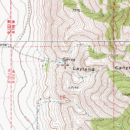 Topographic Map of Layland Canyon, WY