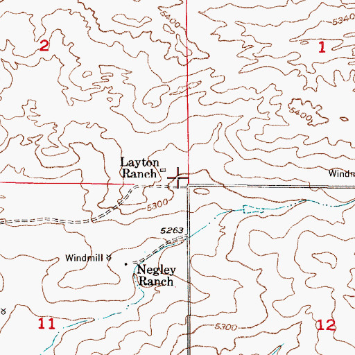 Topographic Map of Layton Ranch, WY