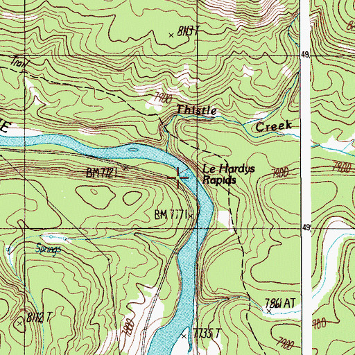 Topographic Map of LeHardys Rapids, WY