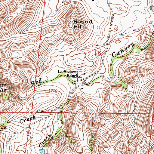 Topographic Map of Le Vasseur Ranch, WY