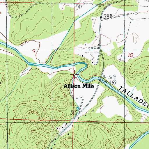 Topographic Map of Allison Mills, AL