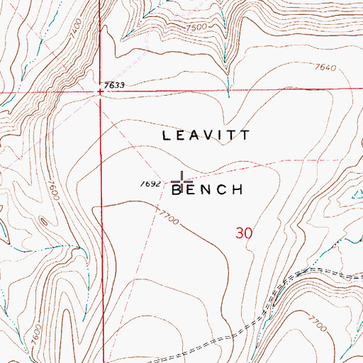 Topographic Map of Leavitt Bench, WY