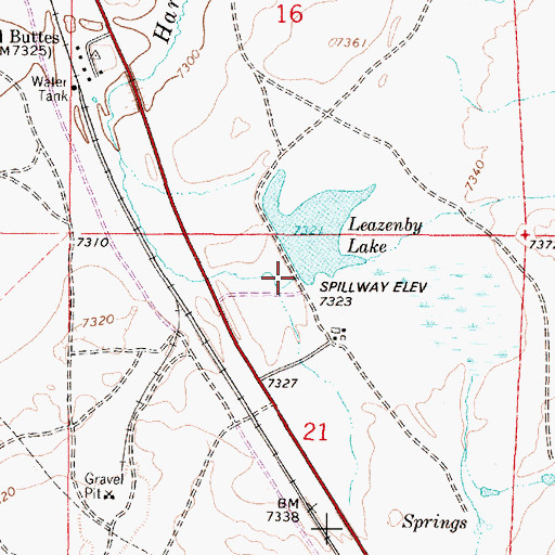 Topographic Map of Leazenby Lake, WY