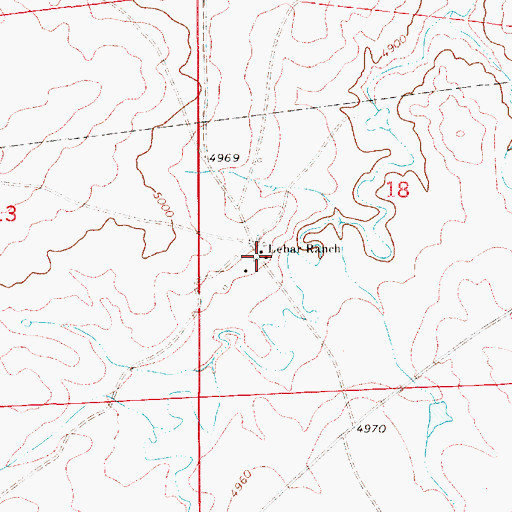 Topographic Map of Lebar Ranch, WY