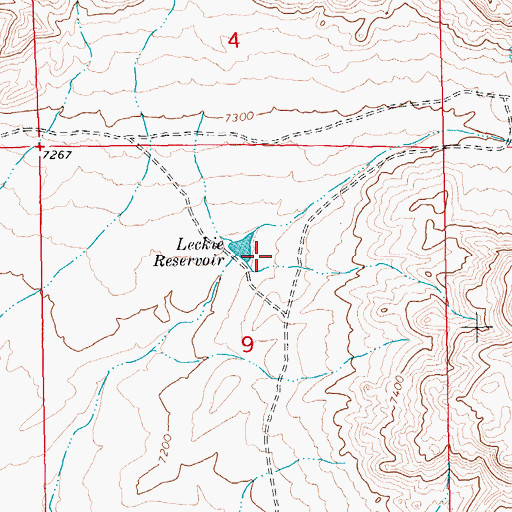 Topographic Map of Leckie Reservoir, WY