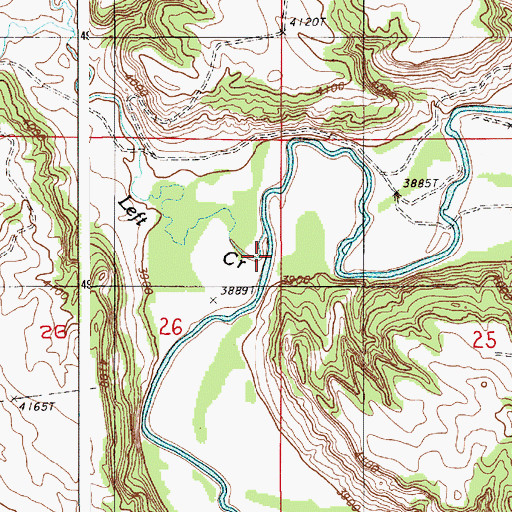 Topographic Map of Left Creek, WY