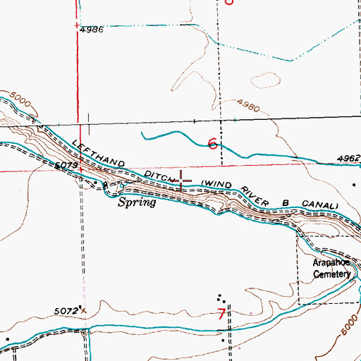 Topographic Map of Lefthand Ditch, WY