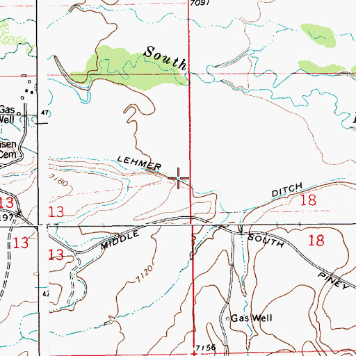 Topographic Map of Lehmer Ditch, WY