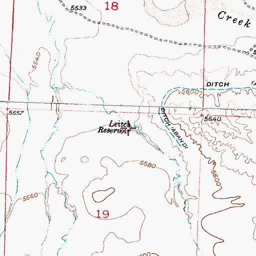 Topographic Map of Leitch Reservoir, WY