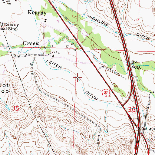 Topographic Map of Leiter Ditch, WY