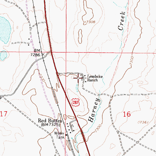 Topographic Map of Lembcke Ranch, WY