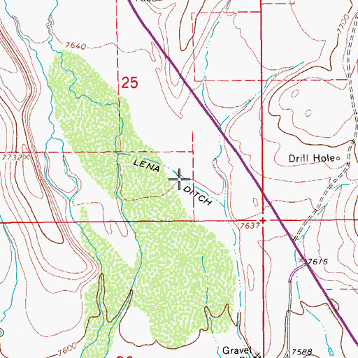 Topographic Map of Lena Ditch, WY