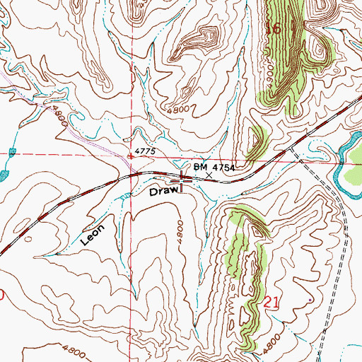 Topographic Map of Leon Draw, WY