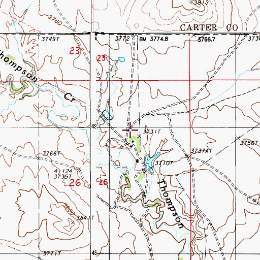 Topographic Map of Leonard Ranch, WY