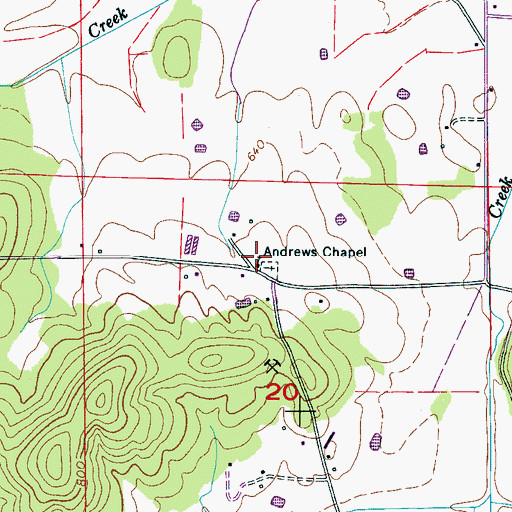 Topographic Map of Andrews Chapel, AL