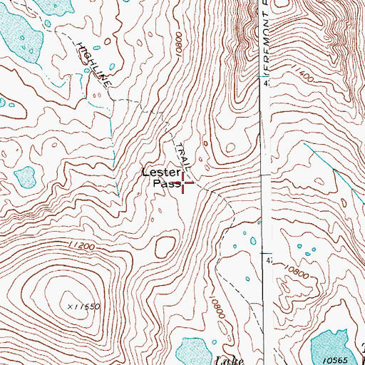 Topographic Map of Lester Pass, WY