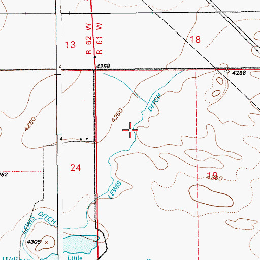 Topographic Map of Lewis Ditch, WY