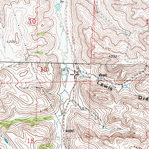 Topographic Map of Lewis Draw, WY