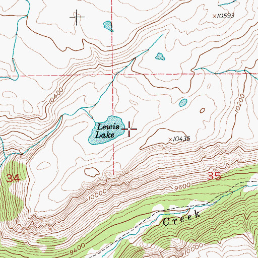 Topographic Map of Lewis Lake, WY