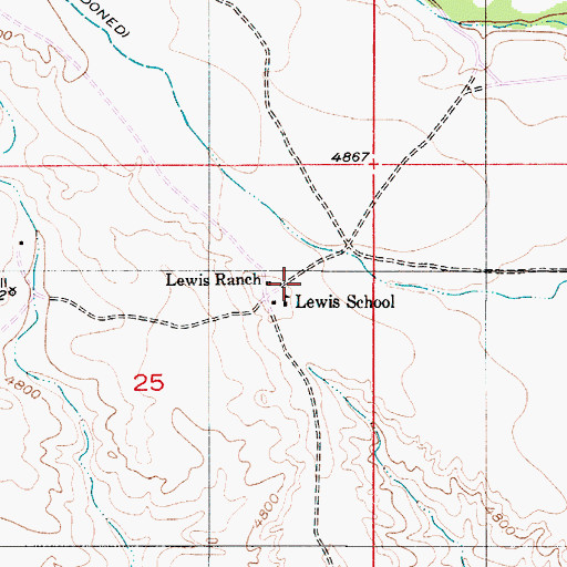 Topographic Map of Lewis Ranch, WY