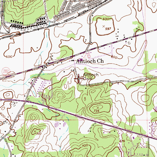 Topographic Map of Antioch Cemetery, AL