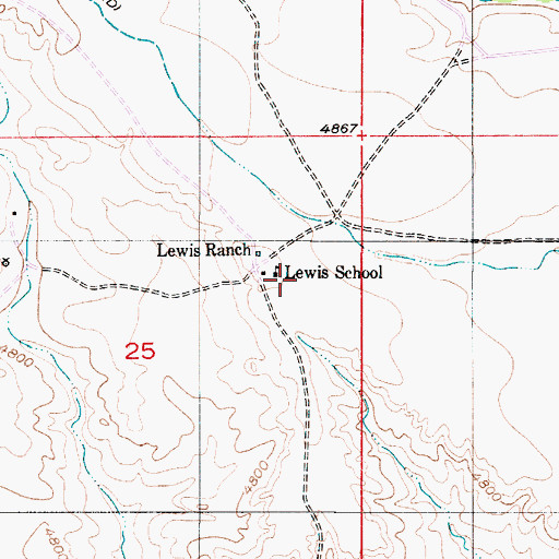 Topographic Map of Lewis School, WY