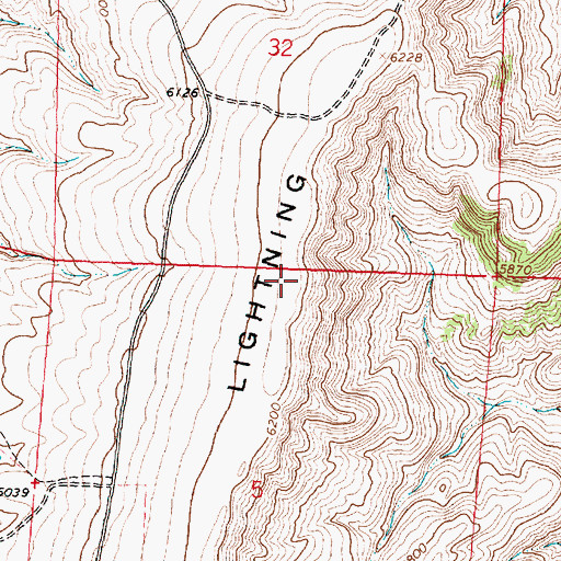 Topographic Map of Lighting Ridge, WY