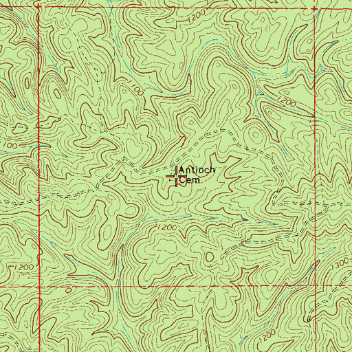 Topographic Map of Antioch Cemetery, AL