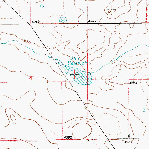 Topographic Map of Likins Reservoir, WY