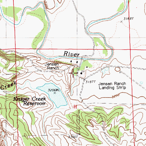 Topographic Map of Lillian Jensen Ranch, WY