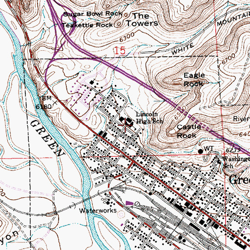 Topographic Map of Lincoln High School, WY