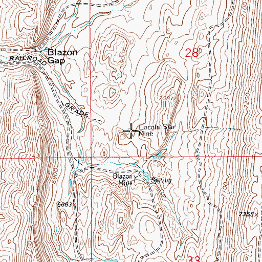 Topographic Map of Lincoln Star Mine, WY