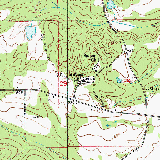 Topographic Map of Antioch Missionary Baptist Church, AL