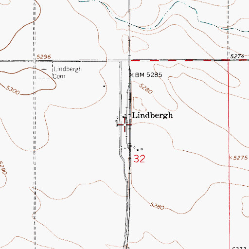 Topographic Map of Lindbergh, WY