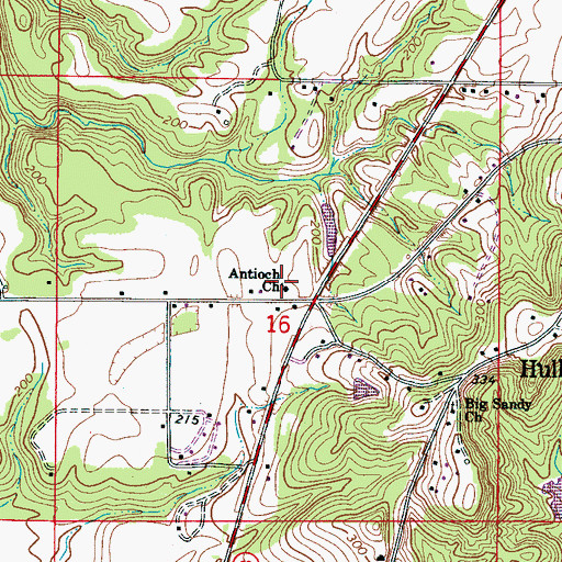 Topographic Map of Antioch Baptist Church, AL