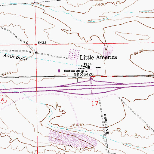 Topographic Map of Little America, WY