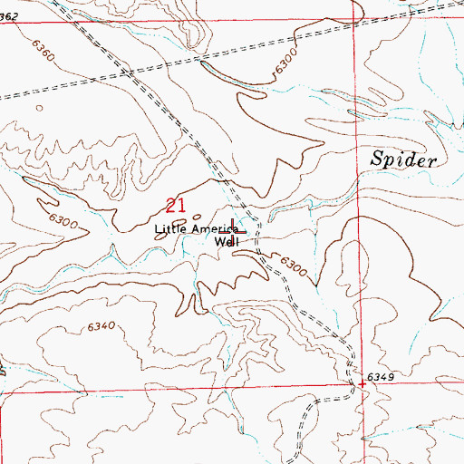 Topographic Map of Little America Well, WY