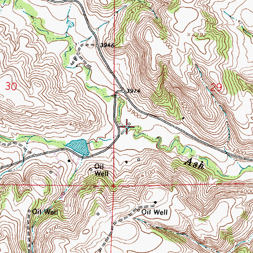 Topographic Map of Little Ash Creek, WY