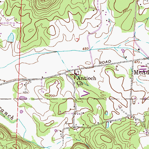 Topographic Map of Antioch Baptist Church, AL