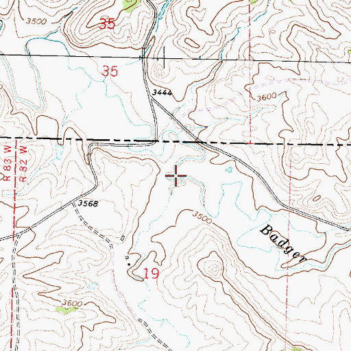 Topographic Map of Little Badger Creek, WY