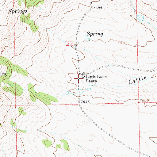 Topographic Map of Little Basin Ranch, WY