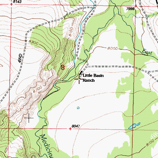 Topographic Map of Little Basin Ranch, WY
