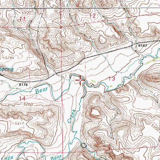 Topographic Map of Little Bear Creek, WY