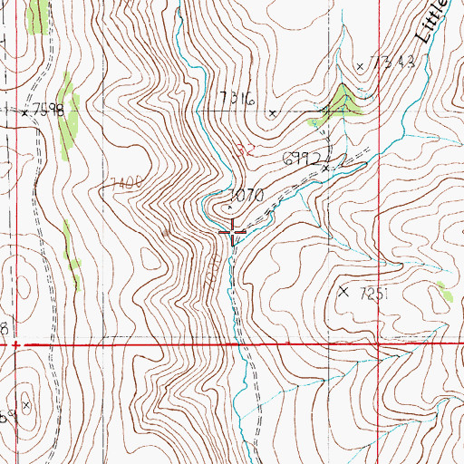 Topographic Map of Little Beaver Creek, WY