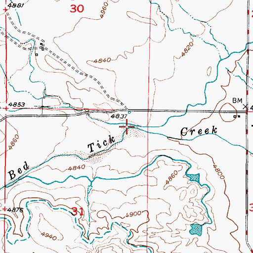 Topographic Map of Little Bed Tick Creek, WY
