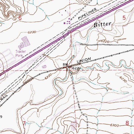 Topographic Map of Little Bitter Creek, WY