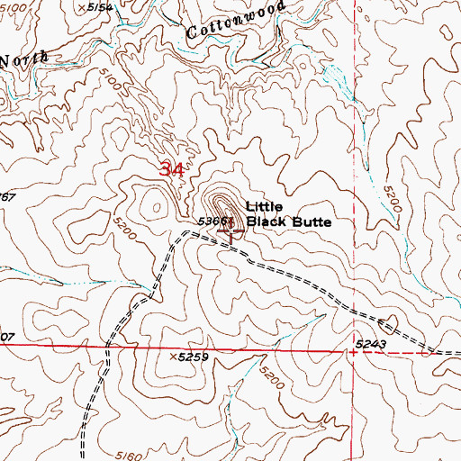 Topographic Map of Little Black Butte, WY